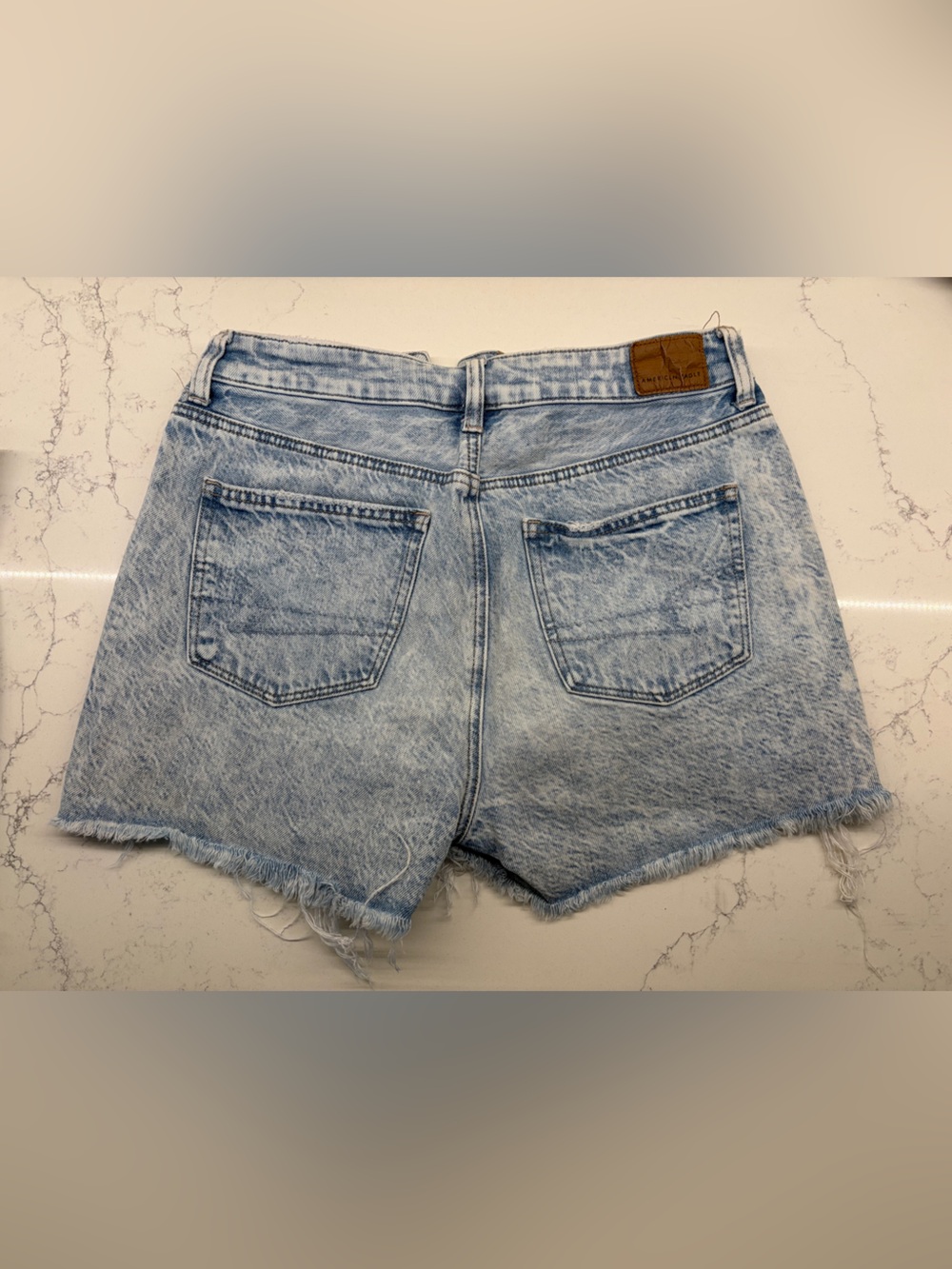American Eagle Outfitters Women's Light Blue Distressed Denim Shorts - Picture 6 of 12